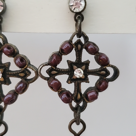 Purple stone drop earrings - Picture 6 of 8